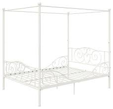 +2 colors | 2 sizesavailable in 2 colors and 2 sizes. Full Size White Metal Canopy Bed Frame With Heavy Duty Steel Slats Traditional Canopy Beds By Hilton Furnitures Houzz