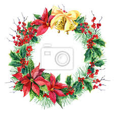 Embellish it with dried and silk flowers, wax fruit, ribbons, fabrics, and more to turn it from a simple brown wreath into a colorful concoction of magnificence. Watercolor Christmas Wreath Leinwandbilder Bilder Weihnachtsstern Kranz Holly Myloview De