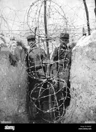World War I 1914 1918 Barbed Wire Entaglements Protecting French Soldiers In Their Trenches From Le Pays De France 2 September 1915 Military Army Stock Photo Alamy