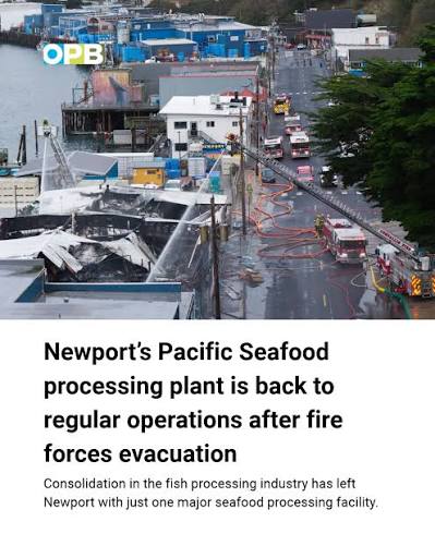 OPB | Pacific Seafood processing plant workers are back on the job in  Newport after a fire Sunday in one of the company's buildings forced an...  | Instagram