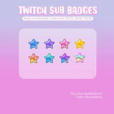 Twitch Sub Badges Star Sub Badges For Streamers Kawaii Etsy In 2021 Twitch Anime Faces Expressions Badge