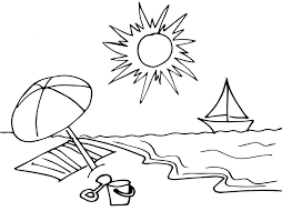 Get ready for summer with a colouring in page printed for days when its either too hot or not hot enough to hit the sand. Printable Sunny Day On The Beach Coloring Page For Both Aldults And Kids