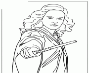 Harry potter printable coloring picture. Harry Potter Hermione Granger Holding Wand Coloring Pages Printable