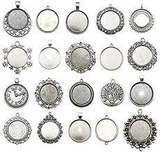 Amazon Com 20pcs Mixed Fit 25mm Blank Bezel Pendant Trays Base Cabochon Settings Trays Pendant Blanks For Jewelry Jewelry Making Photo Pendant Pendant Jewelry