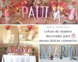 Decoración primera comunión niña organiza tu fiesta. Decoracion De Comunion Centro De Mesa Para Comunion Original Con Letras De Madera Blog De Cestaland