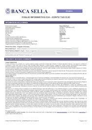 Banca patrimoni sella & c. Prospetto Informativo Banca Sella Conto Tuo Click Pdf Sos Tariffe