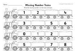 Missing Numbers Train Worksheets Counting In 1s Sb7510 Missing Numbers Worksheets Teaching Resources Primary