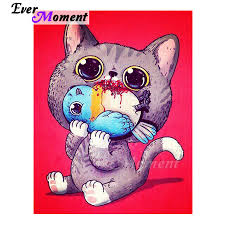 My cat liked meowing as well. Ever Moment Diamond Painting Picture Of Rhinestone Cat Eating Bird Full Square Drill 5d Diy Diamond Embroidery Decoration 3f2184 Diamond Painting Cross Stitch Aliexpress