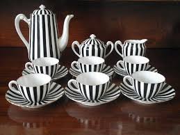Black And White Teapot Set The French Tangerine Inspired Stripes Tea Pots Tea Decor