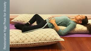 If you want to move some of the tension you're feeling while on your period this is a great sequence to do so! Restorative Yoga Pose For Anxiety Reclined Bound Angle Youtube