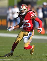 Cornerback Richard Sherman Of The San Francisco 49ers Looks To Block Richard Sherman San Francisco 49ers 49ers