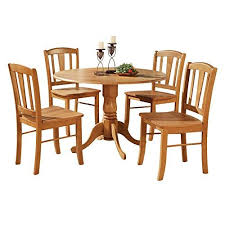 5 Piece Drop Leaf Dining Table Set Light Oak Finish Solid Asian Hardwood Heavy Turned Pedes Small Kitchen Tables Kitchen Table Settings Round Kitchen Table