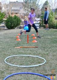 Prepare the backyard pick start and end points for the course and mark them with traffic cones. A Backyard Obstacle Course For Your Kids