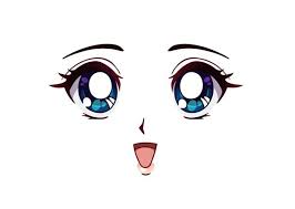 Cute, anime, and kawaii image. Premium Vector Little Kawaii Anime Girl With A Cute Blue Bow With Starry Eyes