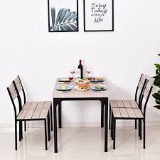 Maybe you would like to learn more about one of these? Homcom 5pcs Wooden Dining Set Industrial Style Wood And Metal Kitchen Table Set For 4 Chairs Modern And Sleek Dinette Aosom Canada