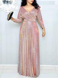 Much to my surprise they stayed and are short women look best in shorter maxi dress styles. Pink Belt Pleated Sparkly V Neck Long Sleeve Plus Size Banquet Maxi Dress Maxi Dresses Dresses