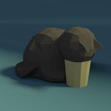 Low Poly Cute Sleeping Cat In Diy Big Paper Sculpture Pdf Etsy In 2020 Paper Sculpture Craft Studio Low Poly