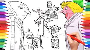 Big minion in costume coloring page. Despicable Me 3 Coloring Pages 2 How To Draw Minions Minions Coloring Videos For Kids Youtube