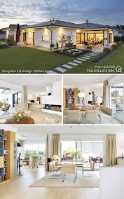 Grosser Winkelbungalow Modern Mit Garage Offenem Haus Grundriss Mit Kamin Bauen Fertighaus 170 Qm