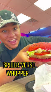 Video of The Goofy Guy Eating A Spider Verse Burger from Burger King