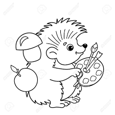 Sonic the hedgehog coloring pages (pdf download). Coloring Page Outline Of Cartoon Hedgehog With Brushes And Paints Royalty Free Cliparts Vectors And Stock Illustration Image 70665304