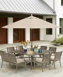 Outdoor dining sets have been in increasingly high demand since lockdown began, with more of us then ever making the most of every inch of our outdoor spaces. Furniture Wayland Outdoor Aluminum 8 Pc Dining Set 64 Square Dining Table 6 Dining Chairs 1 Bench With Sunbrella Cushions Created For Macy S Reviews Furniture Macy S