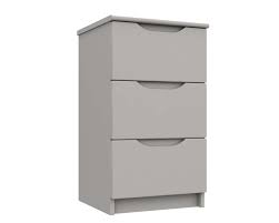 Modern and stylish cabinet comes with 3 drawers. Sutton Cashmere Grey High Gloss 3 Drawer Bedside
