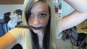 The thicker the better for this highlighted look. Black And Blonde Two Toned Hair Tutorial Hd Youtube