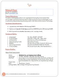 Better resumes for the graduates. 17 Resume Format For Oracle Fresher