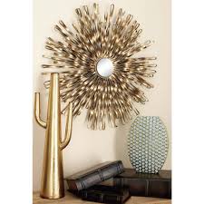 Litton Lane Modern Copper Gold Iron Band And Mirror Wall Decor Set Of 3 56850 The Home Depot Starburst Wall Decor Mirror Wall Decor Wall Decor Design