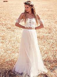 Www Deerpearlflowers Com Wp Content Uploads 2015 01 Off Shoulder Two Piece Boho Wedding Go Free People Wedding Dress Wedding Dresses Uk Boho Chic Wedding Dress