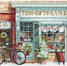 Model stitched two over one on 18 ct. Dimensions Toy Shoppe Christmas Cross Stitch Kit 70 08900 Dimensions Cross Stitch Cross Stitch Patterns Christmas Cross Stitch