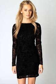 Flock Long Sleeve Bodycon Dress Boohoo Uk Long Sleeve Lace Dress Long Sleeve Bodycon Dress Black Lace Long Sleeve Dress