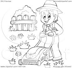 You could also print the image using the print button above the image. Clipart Of A Black And White Lineart Male Gardener Or Landscaper Mowing A Lawn Royalty Free Vector Illustration By Visekart 1447194