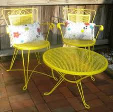Parting With The Patio Sets Budget Blonde Patio Chairs Yellow Outdoor Furniture Metal Patio Furniture