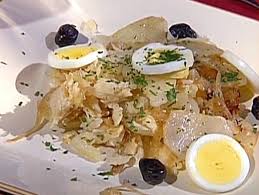 salt cod onions and potatoes bacalhau