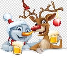 Christmas bear clipart, christmas reindeer clipart, santa claus clipart, christmas clipart, santa clipart, penguin clipart, kawaii clipart. Reindeer And Snowman Drinking Beer Illustration Santa Claus S Reindeer Santa Claus S Reindeer Christmas Elk And Snowman Transparent Background Png Clipart Hiclipart