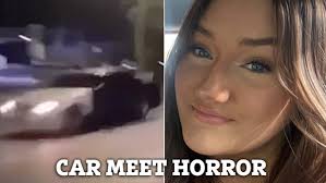 Harrowing moment driver ploughs into crowd killing two teen pals after  'showing off' at car meet