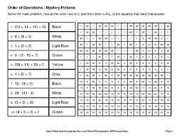 Order of operations worksheets (pemdas) with varying numbers of terms, included operations and use of parenthesis. Order Of Operations Color By Number Math Mystery Pictures By Whooperswan