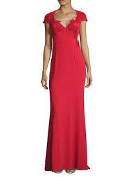 Beaded Appliques Column Gown By Marchesa Notte At Gilt Column Gown Red Evening Dress Red Evening Gowns