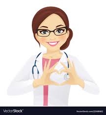 A doctor cartoon image made in a modern flat style. Smiling Woman Doctor Or Nurse With Stethoscope Showing Heart Sign Isolated Vector Illustration Download A Free Female Doctor Dentist Cartoon Cute Girl Drawing