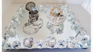 A vintage brass mirror tray for your consideration you may choose the gold oval at 8.5 x 13.5 pierced filigree edge or brass to gold tone. Crystal And Mirror Vanity Tray Home Goods Inspired 2018 Youtube