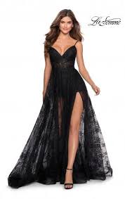 Sequined short cocktail dress with long sheer overlay g3829. Prom Dresses With Shorts La Femme