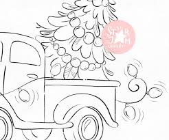 Frame and hang the finished piece on the wall. Christmas Truck Digi Stamp Tree Garland Coloring Page Etsy In 2021 Christmas Tree Coloring Page Christmas Drawing Christmas Coloring Pages
