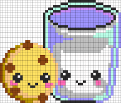 Cookie And Milk Kandi Pattern Kawaii Cross Stitch Pixel Art Pattern Perler Bead Art
