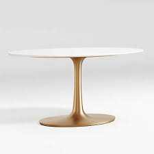 Connect with family and friends over good food and conversation with the oval artificial marble dining table. Nero Oval White Marble Dining Table With Brass Base Reviews Crate And Barrel