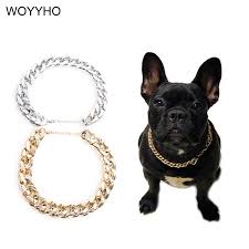 Bek & co luxury gold dog chain collar for french bulldogs jewelry for bulldogs and dogs 18 and 24 inch gold choke chain by bek and co. Silvery Golden Pet Dog Collar Teddy French Bulldog Snake Chain Funny Small Dog Cat Necklace Collars Aliexpress