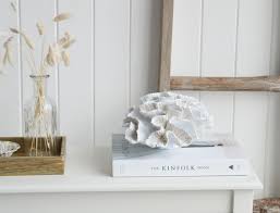 A christmas cloche is a lovely idea. Decorative Artificial White Coral Coffee Table Decor Elegant Coastal New England