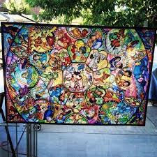 266 piece jigsaw puzzle stained art stitch! A Stained Glass Style Jigsaw Puzzle For Disney Fans Art Glass Flowers Disney Puzzles Glass Art Sculpture