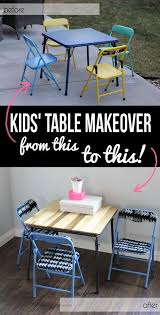 Metal kitchen table and chairs painted ideas on playgrounds for toddlers. Modern Kids Table Set Makeover No Power Tools Required Persia Lou Diy Kids Table Diy Kids Furniture Furniture Makeover Diy